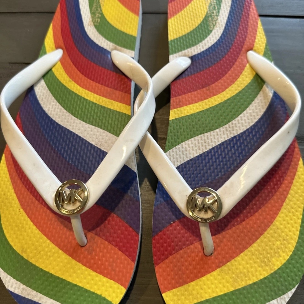 Michael Kors Multicolor Striped Flip Flops